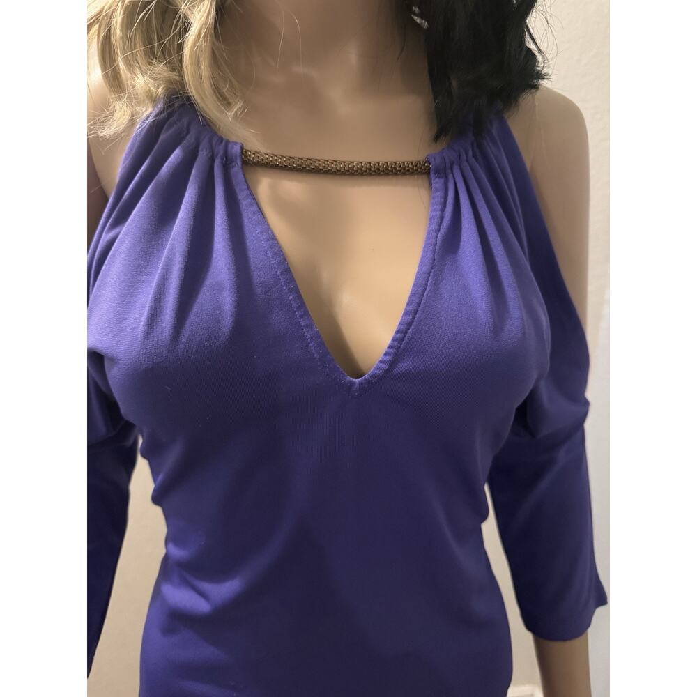 Vintage Y2K Bebe Women XS Clubwear Top Purple Jewelry Chains Open Back - Picture 6 of 8